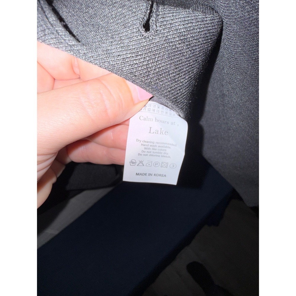 Lake Charcoal Gray Double Breasted Blazer and Midi Skirt Suit Set Made in Korea - Picture 8 of 10